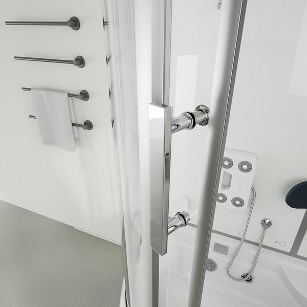 Home Deluxe - Duschtempel ALL IN 4in1 - Weiß, 170 x 90 x 220 cm Links - inkl. Dampffunktion, Regendusche und Fußmassage I Dampfsauna, Duschtempel Whirlpool Fertigdusche