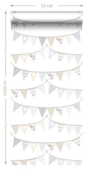 Tapete mit Girlandenmuster, 53 cm breit und 10,05 m lang