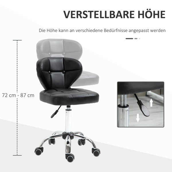 HOMCOM 2er-Set Arbeitshocker, 45 x 47 x 72-87 cm, Kunstleder, Schwarz