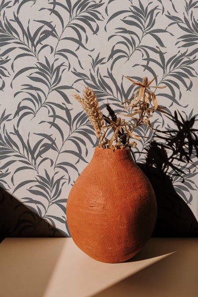 Tapete Weiß Grau Floral Natur für Wohnzimmer Schlafzimmer Küche MADE IN GERMANY 10,05 x 0,53m