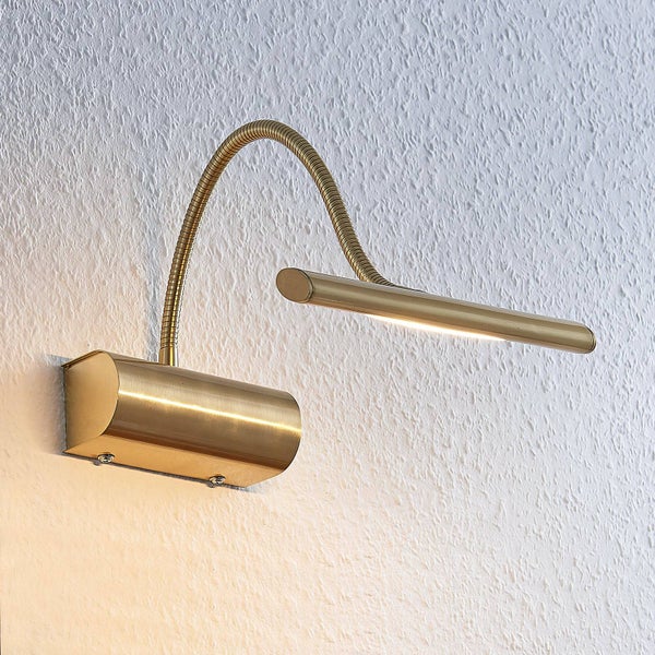 Lindby LED Wandleuchte, Wandlampe Innen Rakel dimmbar (Modern) in Gold / Messing aus Metall (1 flammig ) - Bilderleuchte Wandstrahler Wandbeleuchtung Schlafzimmer Wohnzimmer Wohnzimmerleuchte