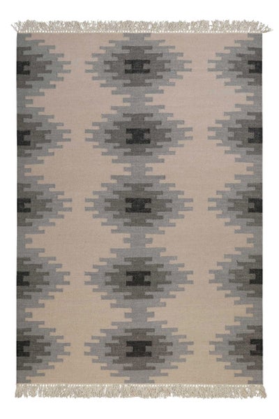 Kelim Teppich Beige Grau aus Wolle Belle Green Looop 200x290 cm