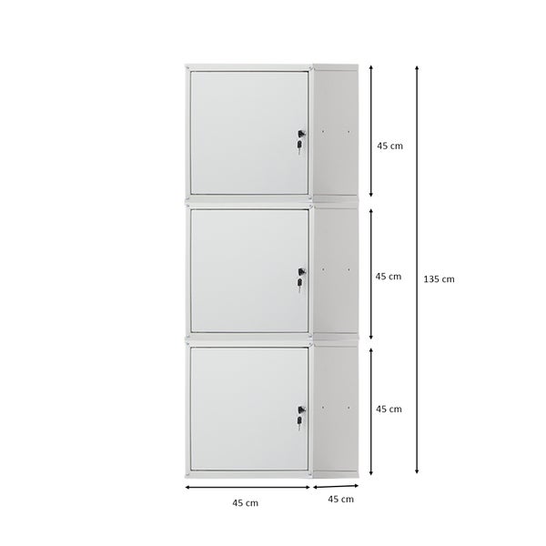 PROREGAL Mega Deal 3x Schließfachwürfel Cubic XL HxBxT 45 x 45 x 45 cm Grau