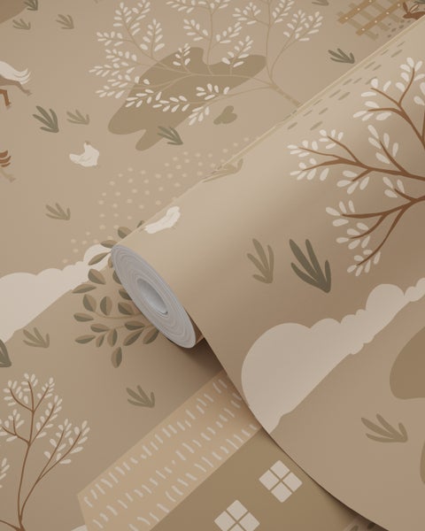 Tapetenrolle mit Bauernhofmuster