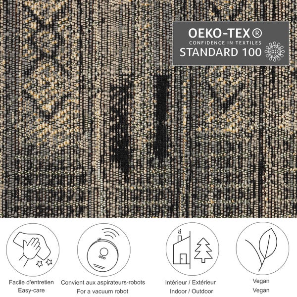 Gewebter Outdoorteppich mit abstrakten Muster Auora Grau 80x165 cm