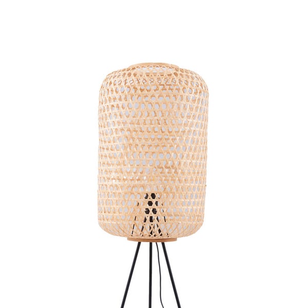 Lucande Stehlampe Jorick (Landhaus, Vintage Rustikal) aus Metall (1 flammig E27) - Holz Stehleuchte Floor Lamp Standleuchte Wohnzimmerlampe Tripod Wohnzimmerleuchte