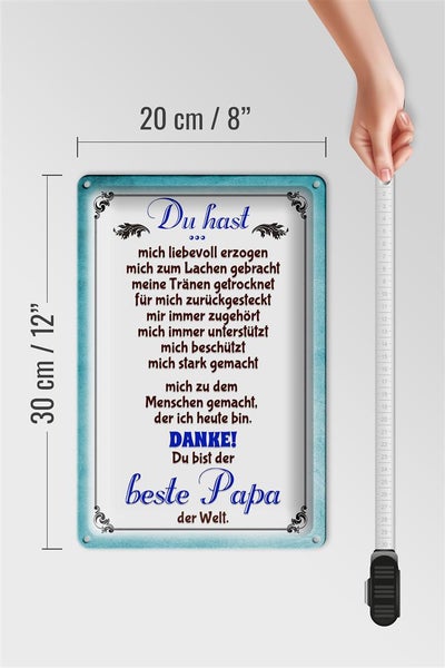 Blechschild Spruch 20x30cm Danke du bist der Beste Papa