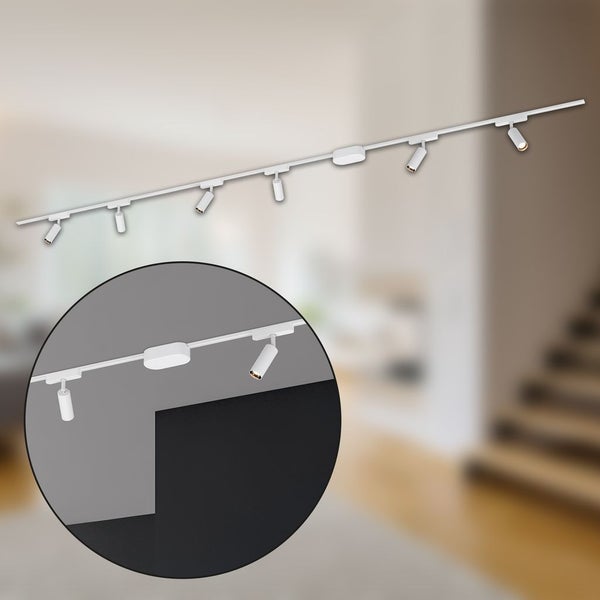 Briloner Luxtrail Schienensystem, Komplettset, 6x LED Spots, Warmweiß, Einspeisung, Weiß, 3m
