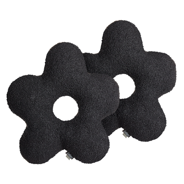 Dekokissen 2er Set CAMPONULA Bouclé 40 x 40 cm Schwarz Ohne Muster