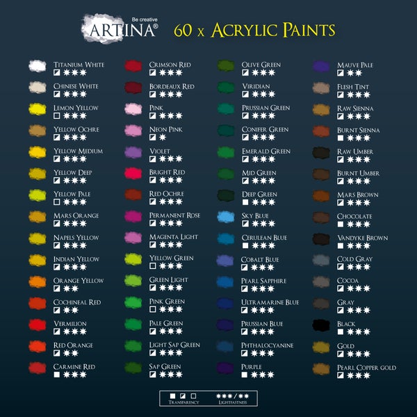 Artina Acrylfarbenset Crylic 60x22ml