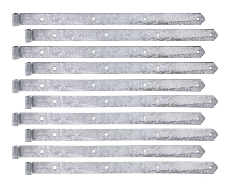 Set mit 10 verzinkten Langbändern für Tore und Türen mit Montagebohrungen