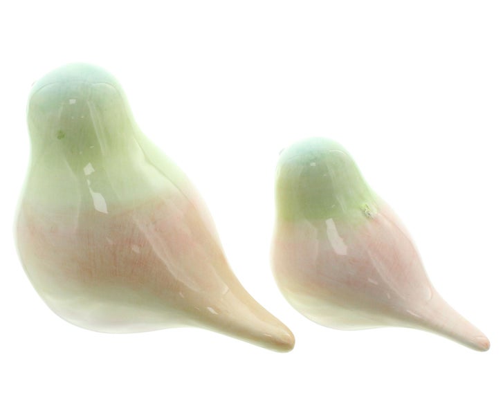 FRANK FLECHTWAREN | Vogel Pastell, 2er Set, PORZELLAN, 6 x 5 x 9 cm, 8,5 x 6,5 x 12,5 cm