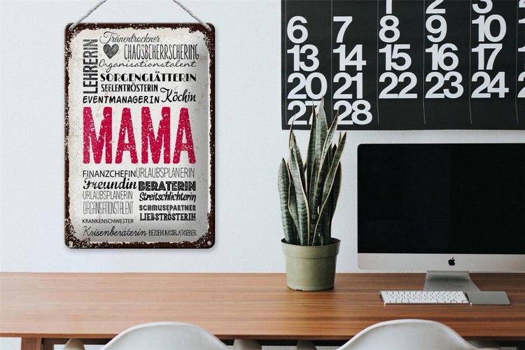Blechschild Spruch Mama Lehrerin Freundin Köchin 20x30cm