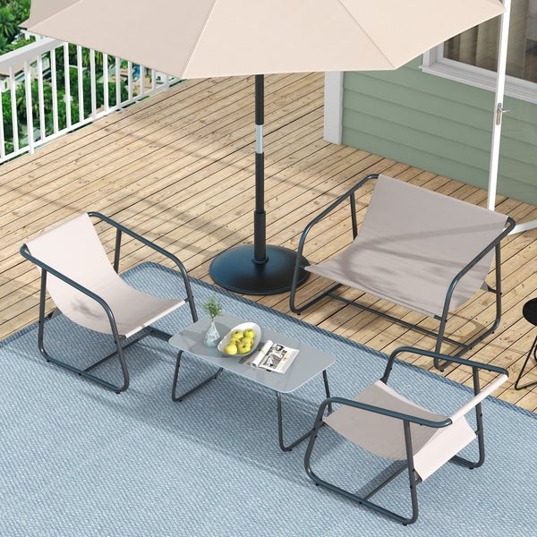 Outsunny 4-tlg. Gartenmöbel-Set, 110L x 70B x 70H cm, Stahl, Mesh, weiß