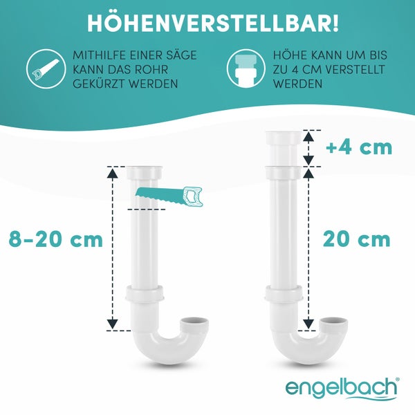 Engelbach® Siphon für Küchenspüle mit Flexiblem Ablaufschlauch ohne Geräteanschluss inkl. Montage-Video
