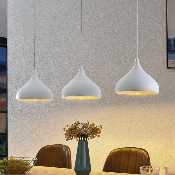Lindby Pendelleuchte Elamira (Modern) in Weiß aus Metall (3 flammig, E27) - Deckenlampe Esstischlampe Hängelampe Hängeleuchte Wohnzimmerleuchte