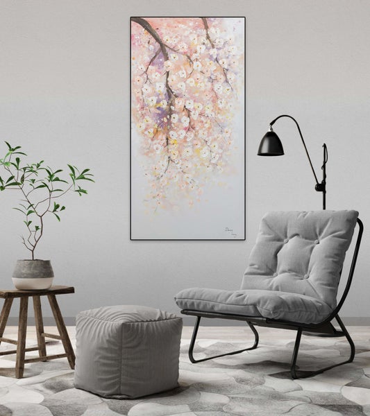 Handgemaltes Gemälde Acrylfarbe 60x120cm Rosa