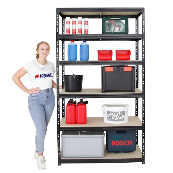 PROREGAL Mega Deal 2x Schwerlastregal Giant Tiger XL HxBxT 220 x 120 x 60 cm Fachlast 265 kg 6-Ebenen Schwarz