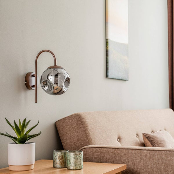Lindby Wandleuchte, Wandlampe Innen Valentina (Design Modern) in Braun aus Metall (1 flammig E14) - Wandstrahler Wandbeleuchtung Schlafzimmer / Wohnzimmer Wohnzimmerleuchte