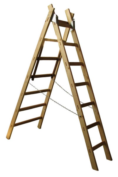 PROREGAL Mehrzweckleiter 2 Teilig Made in Germany 2 x 7 Sprossen 2,16 m Länge Holzleiter Klappleiter