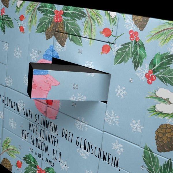 Mr. & Mrs. Panda Befüllbarer Adventskalender Schweinchen Glühwein - Blau Pastell