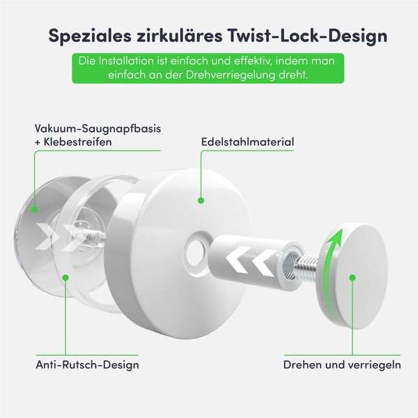 EAVY Handtuchhaken Edelstahl Weiß mit Saugnapf 2er Pack