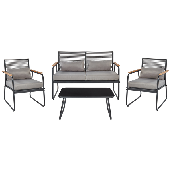 Lounge Set mit Tisch 4-Sitzer POMONTE Metall Schwarz