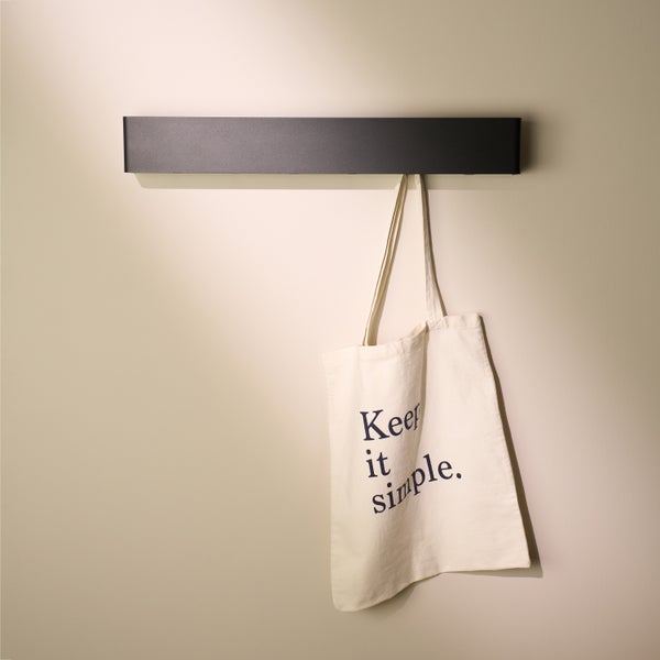 Designfabrik Hamburg Garderobe mit versteckten Haken  |  Wandgarderobe Schwarz 57 cm
