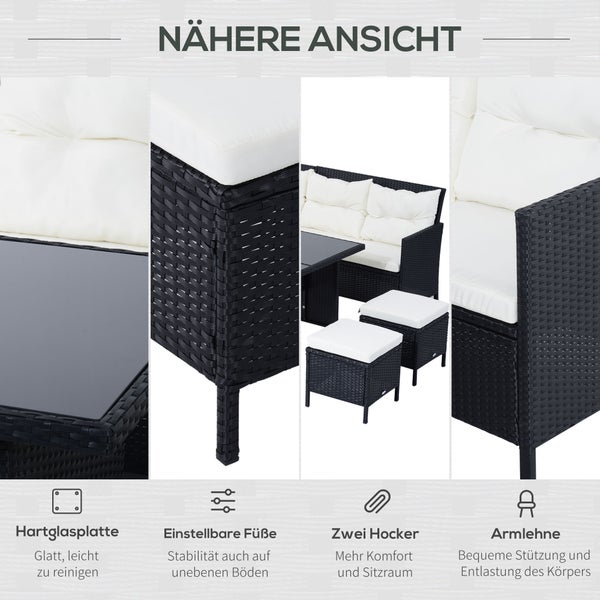 Outsunny 18 tlg. Sitzgarnitur Sitzgruppe Gartenset Sofagarnitur Gartenmöbel Set Lounge, Polyrattan, Schwarz