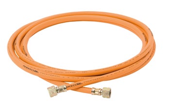 Perkeo Propangasschlauch, orange, mit beidseitigen Schraubanschlüssen.