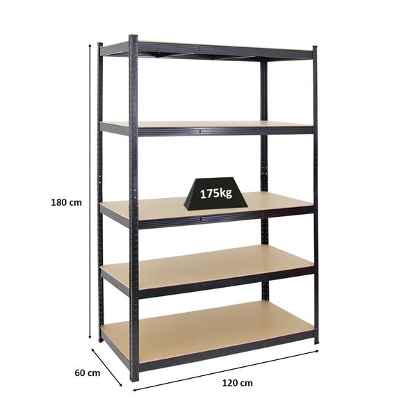 PROREGAL Schwerlastregal Taurus HxBxT 180 x 120 x 60 cm Fachlast 175 kg Schwarz