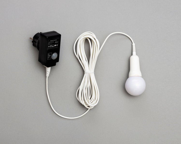 Geöffnete graue Kunststoff Gartentruhe mit Holzoptik