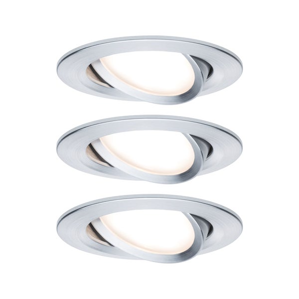 LED Einbauleuchte 3-Step-Dim Nova Coin 3-Step-Dim Basisset schwenkbar rund 84mm 50° Coin 3x6W 3x470lm 230V dimmbar 2700K Alu gedreht