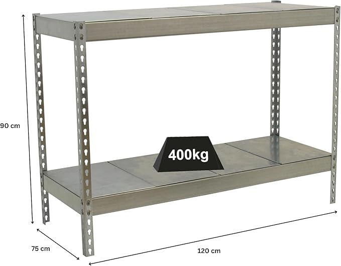 PROREGAL Schwerlastregal Mini Metal Yeti Two HxBxT 90 x 120 x 75 cm Fachlast 400 kg Verzinkt