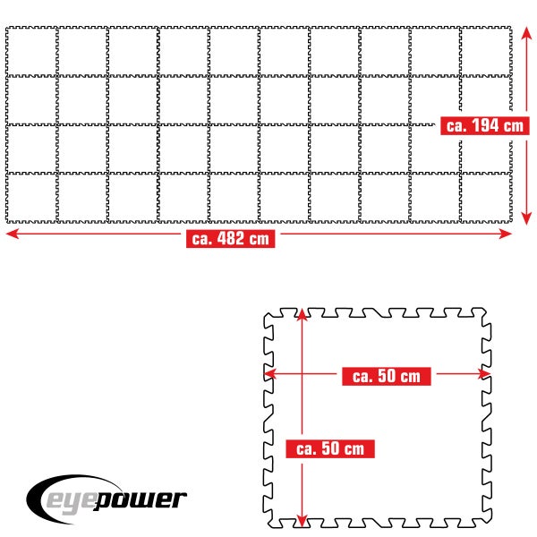 eyepower 9,5 m² Poolunterlage - 40 EVA Matten 50x50 - Outdoor Pool Unterlage - Unterlegmatten Set