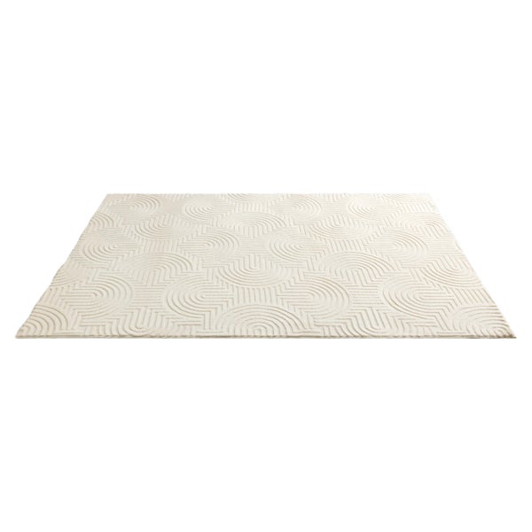 Rechteckiger Teppich mit geometrischem Linienmuster in Bogenform