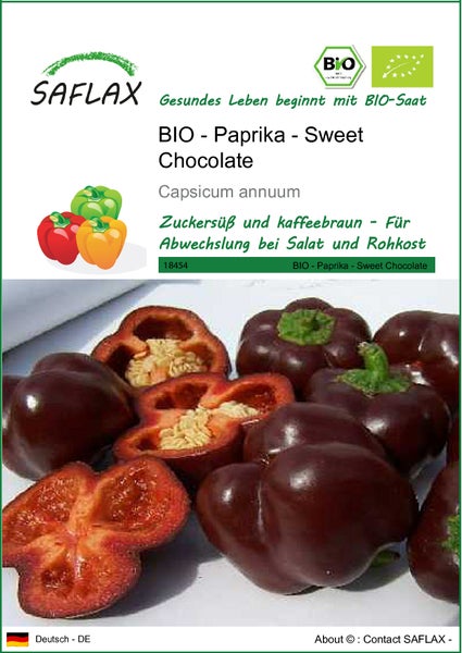 SAFLAX  - BIO - Paprika - Sweet Chocolate - Capsicum annuum - 10 Samen