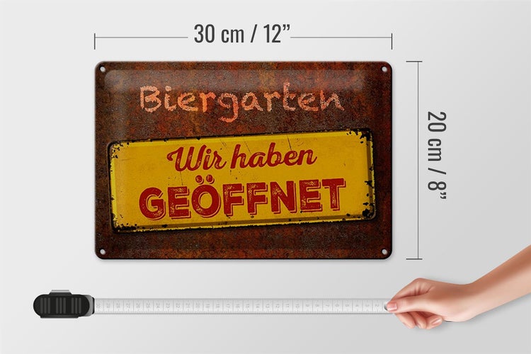 Blechschild Spruch 30x20cm Biergarten wir haben geöffnet