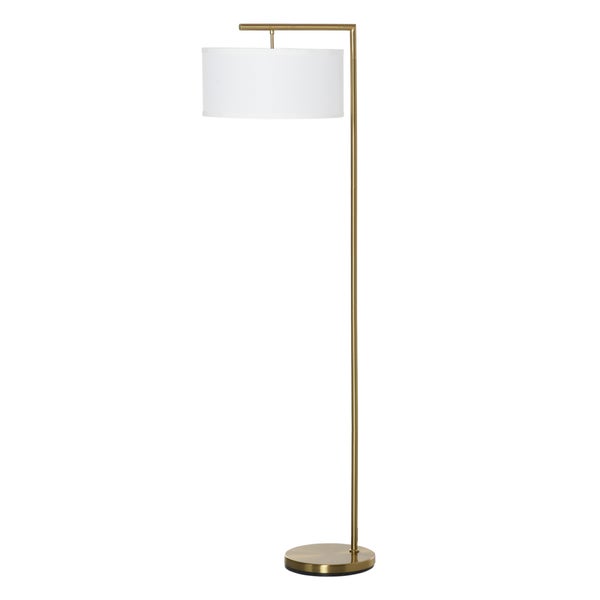 HOMCOM Stehlampe, 47 x 37 x 153 cm, Leinen, Gold+Weiß