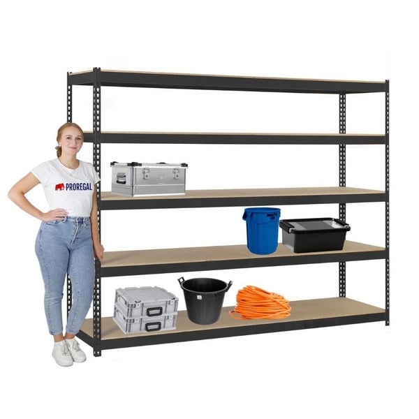 PROREGAL Schwerlastregal Wood Beast Five HxBxT 200 x 210 x 90 cm 5 Ebenen Fachlast 500 kg Anthrazit