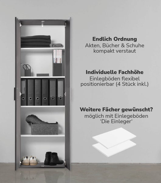 mokebo Schrank in Anthrazit 'Der Lange', Mehrzweckschrank, Allzweckschrank oder Aufbewahrungsschrank