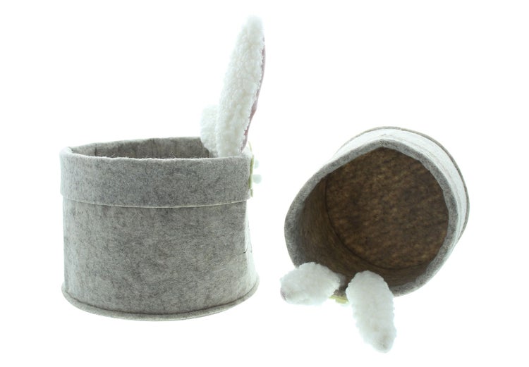 FRANK FLECHTWAREN | Osternest Häschen, 2er Set, FILZ AUS PET, 15,5 x 15,5 x 21,5 cm, 19 x 19 x 27,5 cm