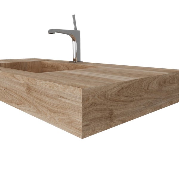 Waschbecken aus HPL Holzoptik Eiche Honig - 100 cm