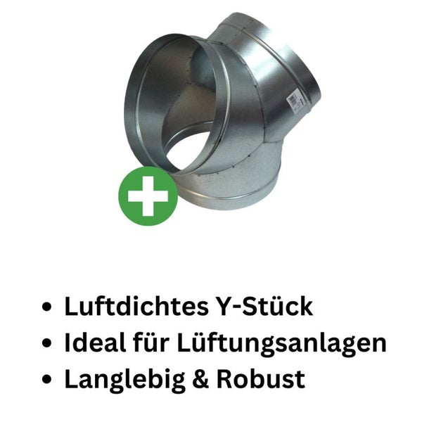 Y-Stück Verbindungsstück 100 mm für Grow Abluft, Klimaanlagen & Lüftungssysteme