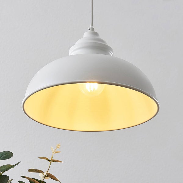 Lindby Pendelleuchte Cliona (Retro, Vintage Antik) in Weiß aus Metall (1 flammig E27) - Deckenlampe Esstischlampe Hängelampe Hängeleuchte Wohnzimmerleuchte