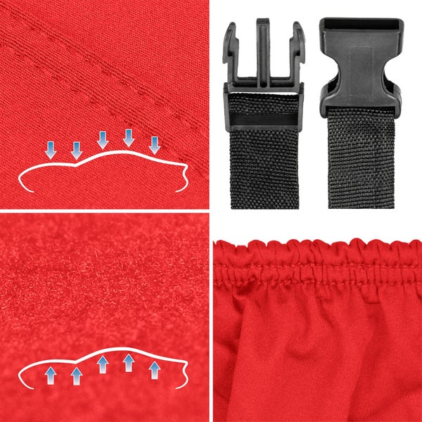 ECD Germany Autoabdeckung Indoor Kombi M 405 x 155 x 125 cm, Stretch Soft Satin, Rot, Atmungsaktiv, Staub- und Schmutzabweisend, Abdeckplane Autoplane Autogarage Ganzgarage Schutzdecke Schutzhülle