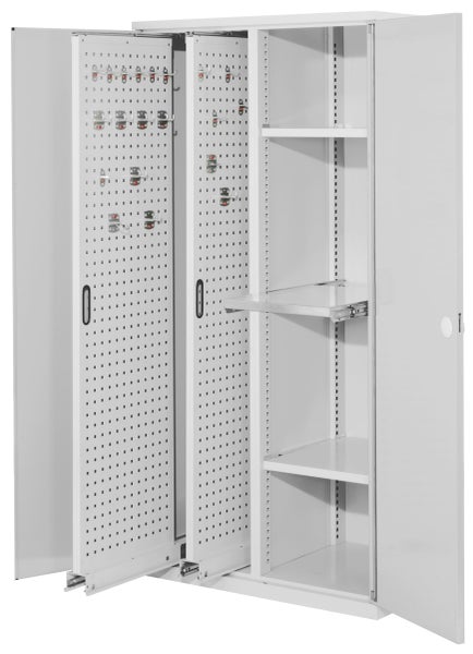 Werkstattschrank mit Regalböden und Lochplatten für Werkzeugaufbewahrung