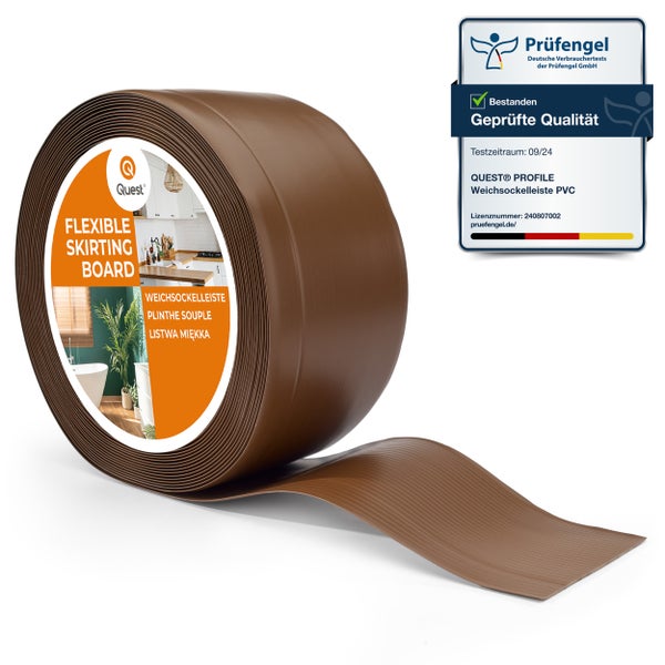 Rolle mit flexibler Weichsockelleiste aus PVC von Quest inklusive Prüfengel Qualitätssiegel