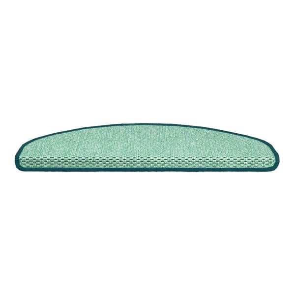 FLOORDIREKT Stufenmatte Kalkutta - Sisaloptik - Schlingenpol - Selbstklebend - Grün - Halbrund - 23,5 x 65 cm
