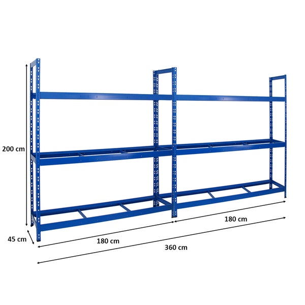 PROREGAL Mega Deal 2x Reifenregal Tiger XL HxBxT 200 x 180 x 45 cm Bis Zu 42 Reifen Blau